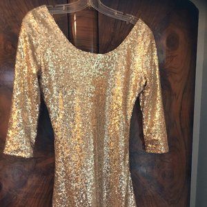 Vintage sequined gold mini dress